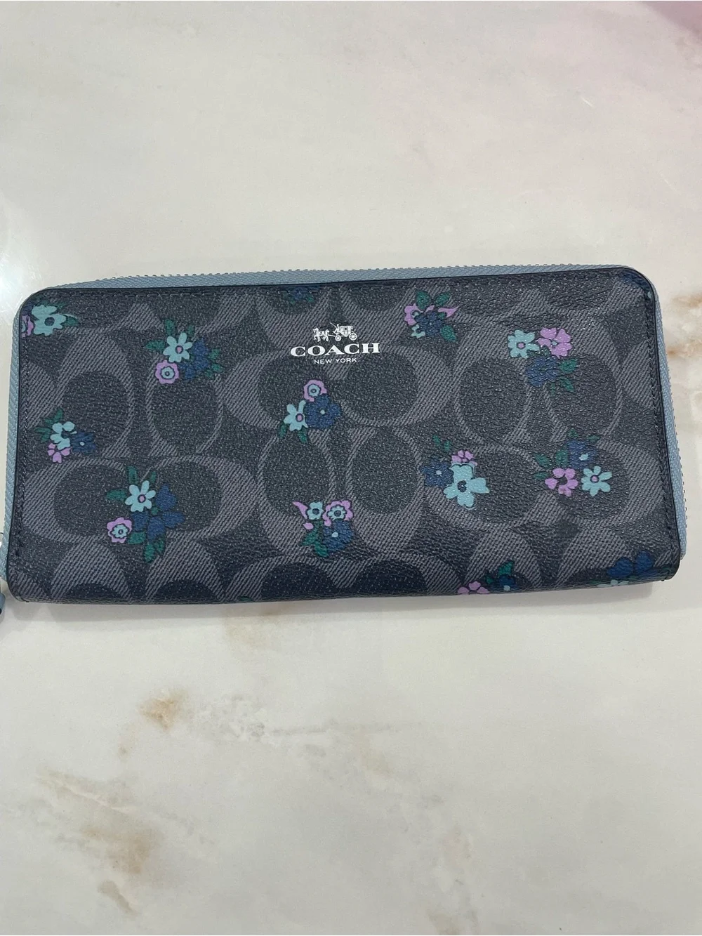Coach Signature C Ranch Floral Long Zip Around Wallet